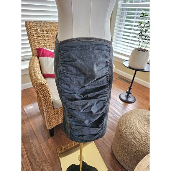 Arden B Vintage Denim Jean Ruched Pencil Skirt Women's Size L Made in USA - Picture 1 of 7